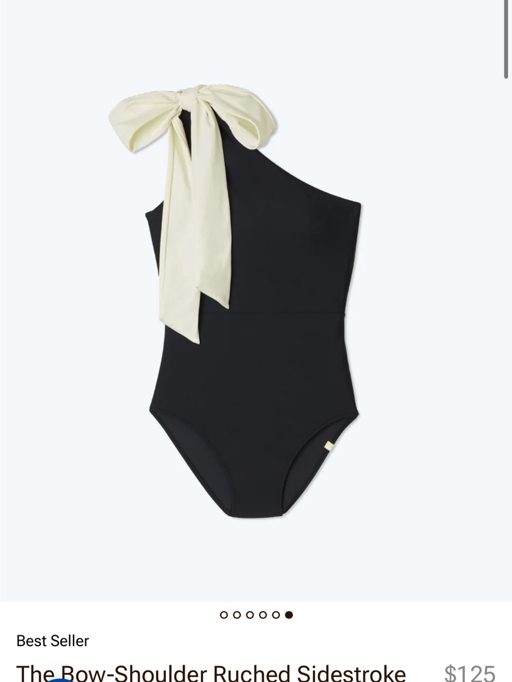 summersalt One-Shoulder Bow Swim One-Piece in Black and Cream - Picture 2 of 5